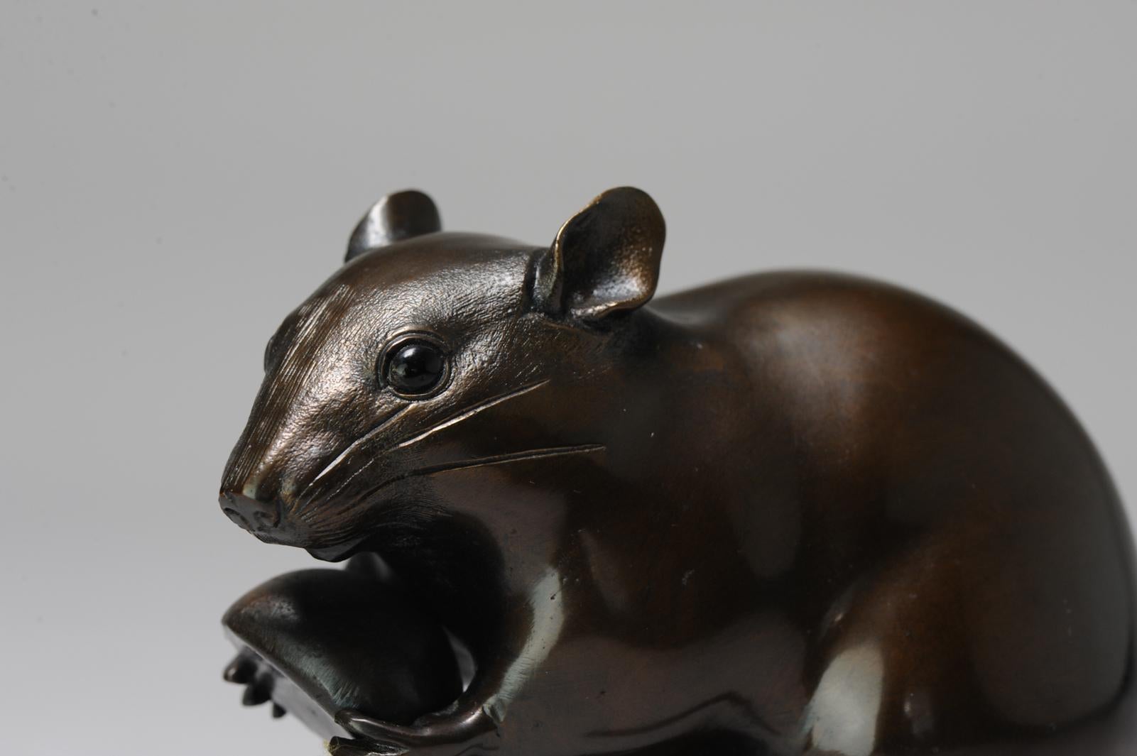 Top Quality Bronze Okimono of a Rat 20th Century Japan, Japanese For Sale 6