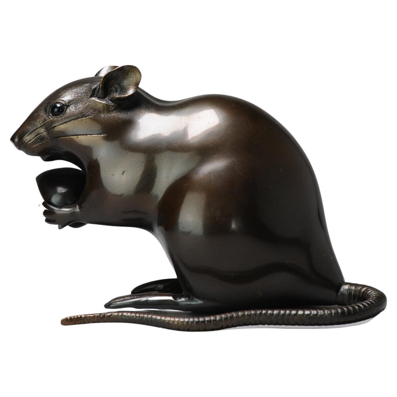Top Quality Bronze Okimono of a Rat 20th Century Japan, Japanese For Sale  at 1stDibs