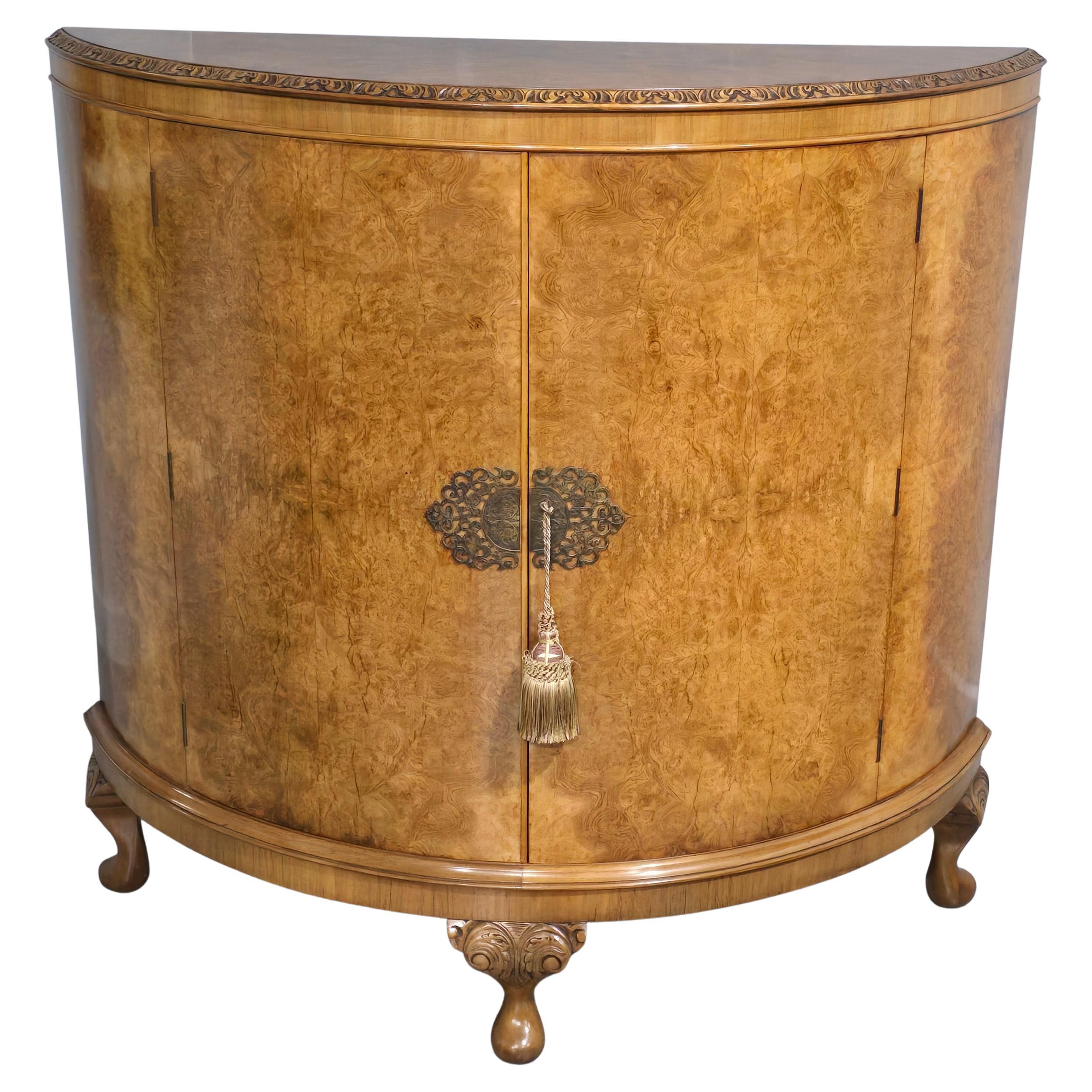 Top Quality Burr Walnut Demi Loon Cabinet For Sale