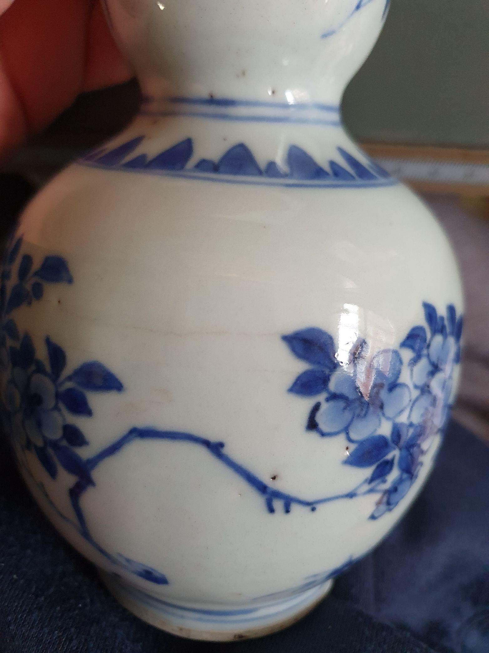 Top Quality Chinese Porcelain 17th C Transitional Double Gourd Vase, China 14