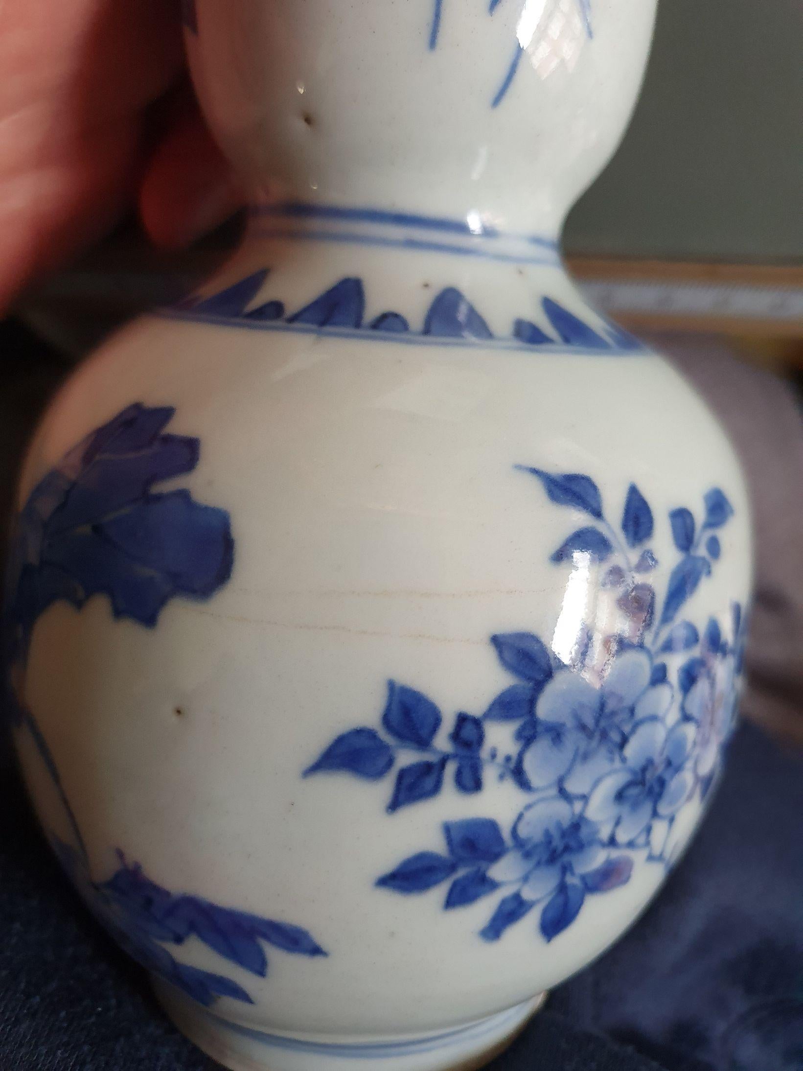 Top Quality Chinese Porcelain 17th C Transitional Double Gourd Vase, China 15