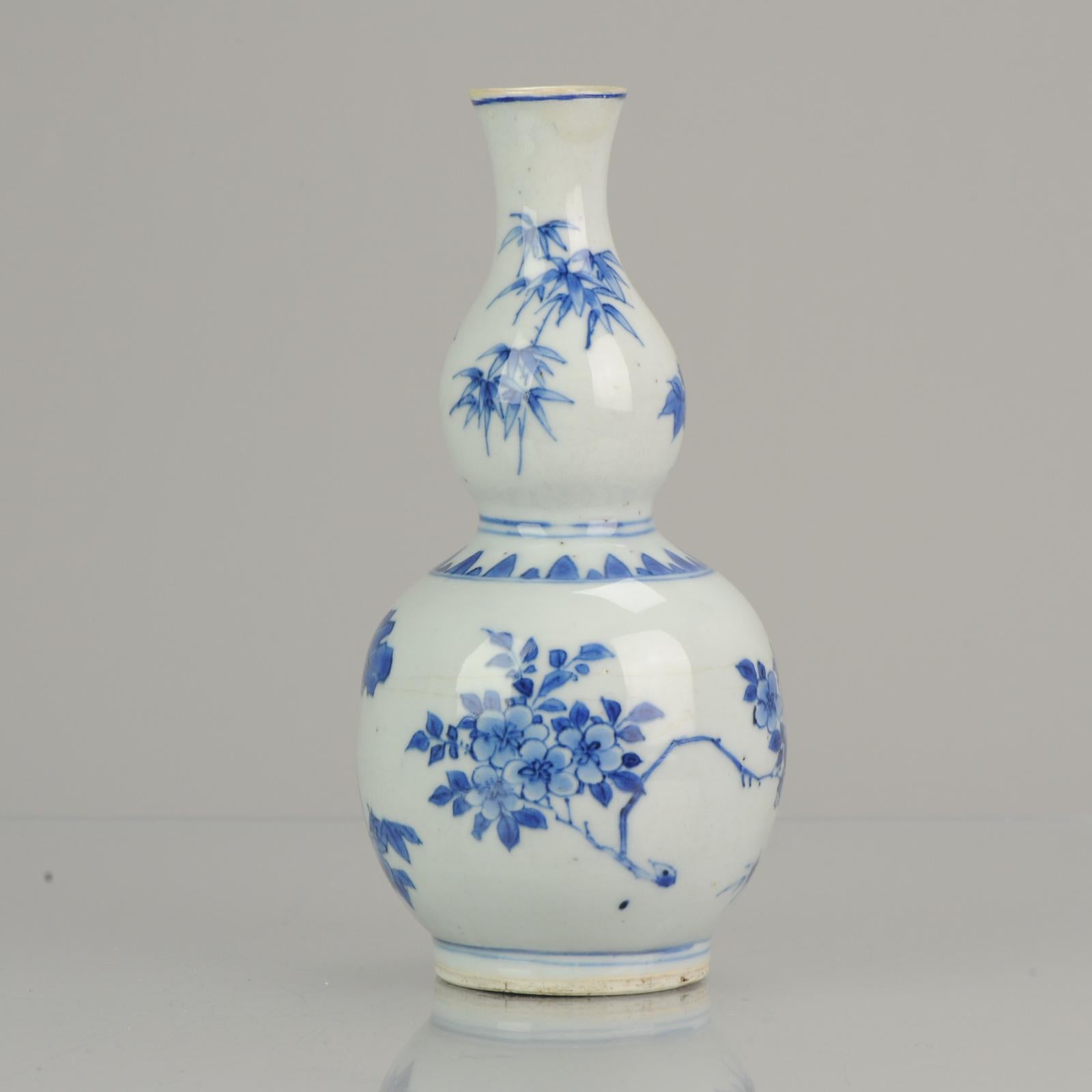 Ming Top Quality Chinese Porcelain 17th C Transitional Double Gourd Vase, China