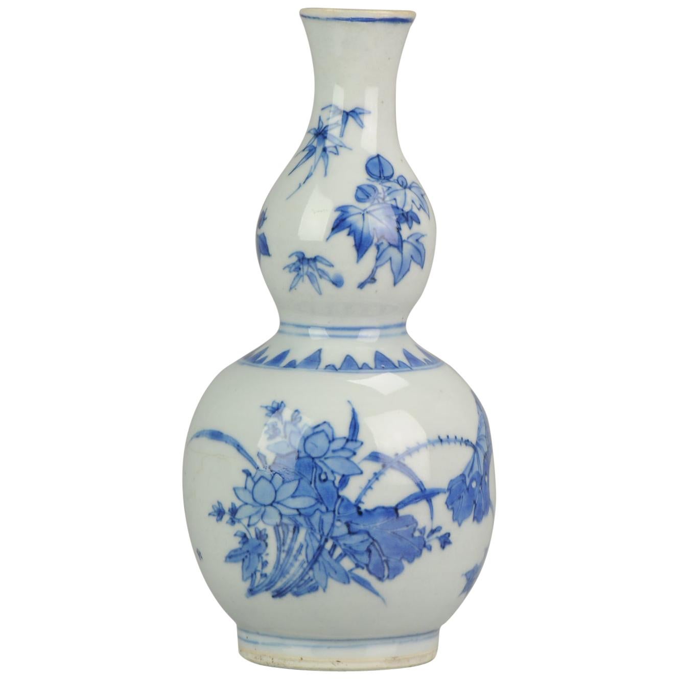Top Quality Chinese Porcelain 17th C Transitional Double Gourd Vase, China