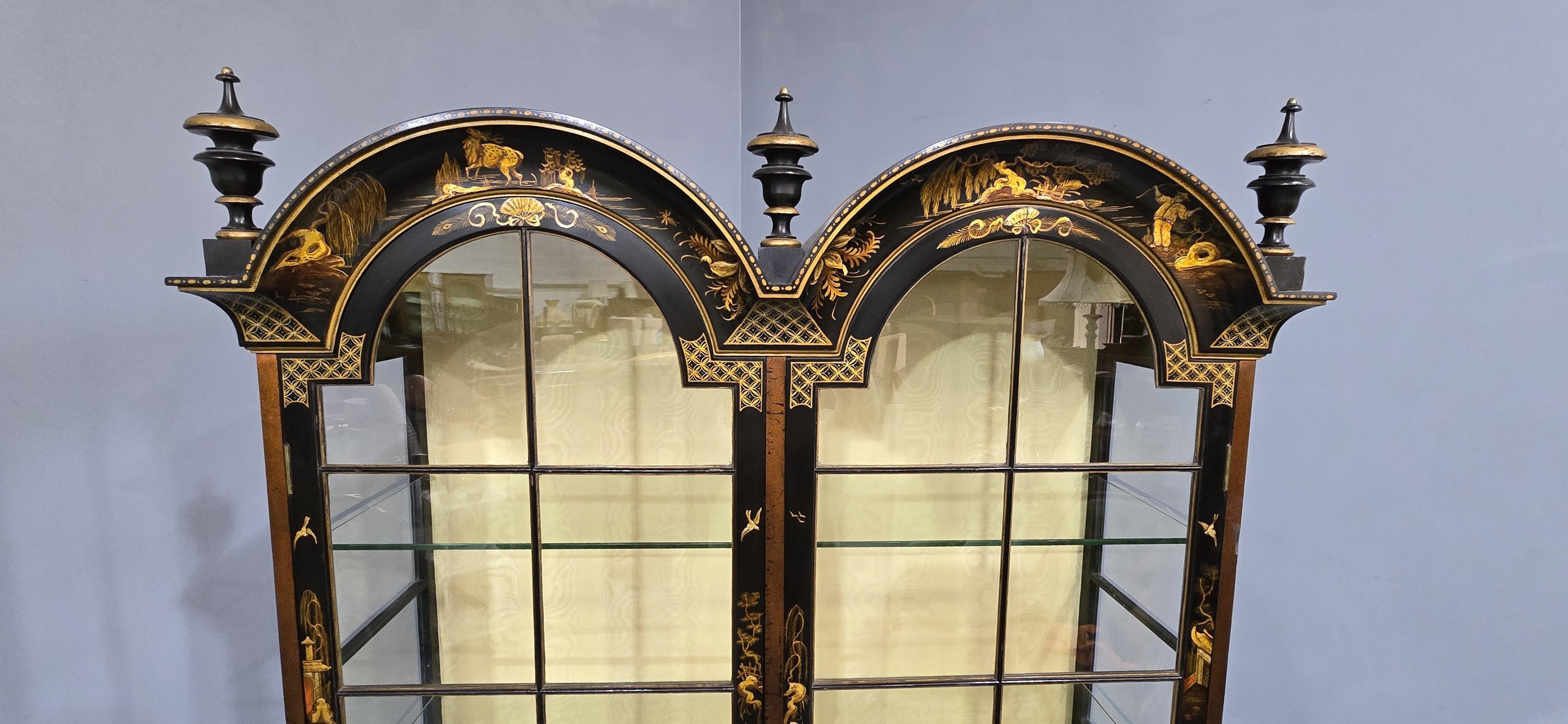 Japanned Top Quality Chinoiserie Display Cabinet For Sale