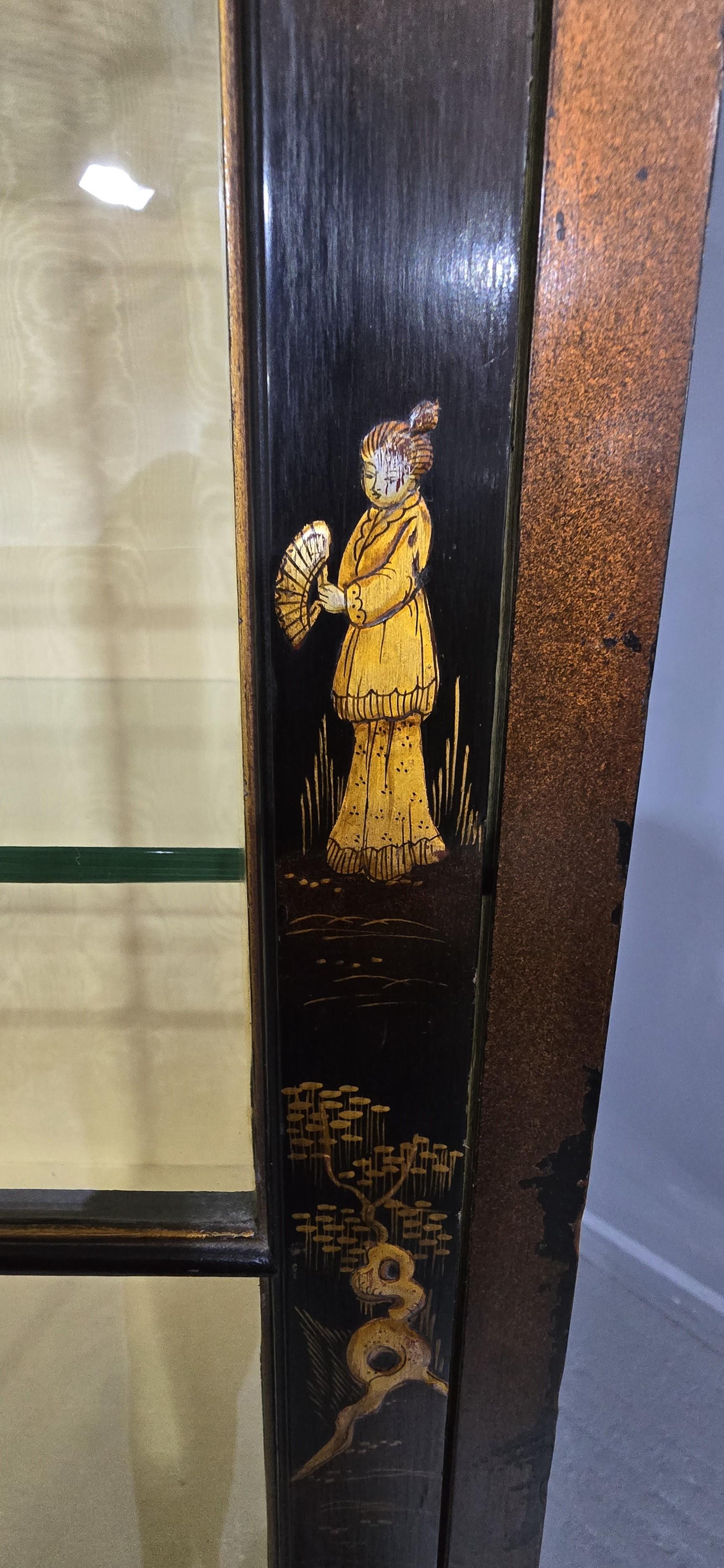 Mahogany Top Quality Chinoiserie Display Cabinet For Sale