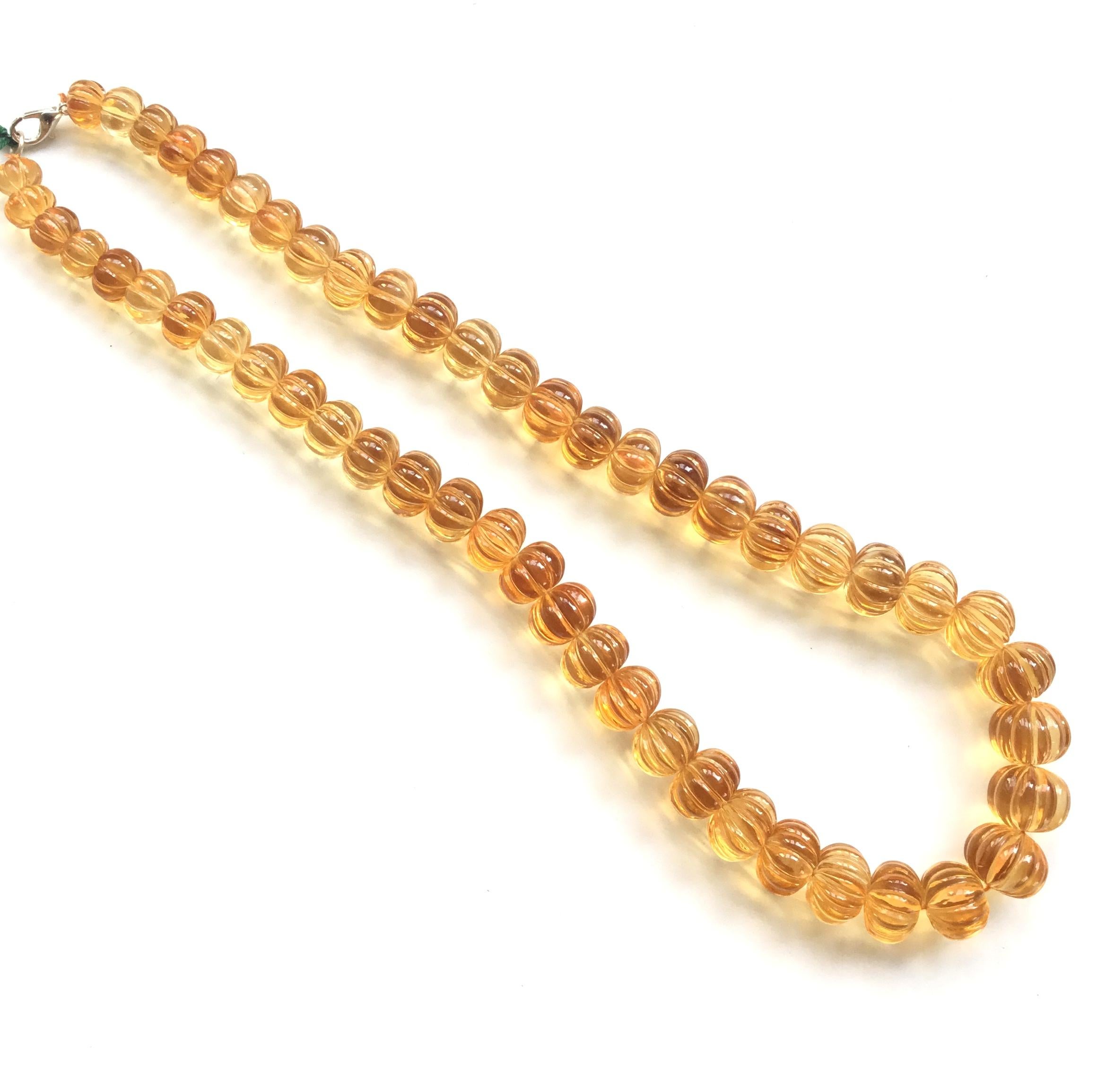 Top Quality Citrine Carved Melon Beads Natural Gemstone Necklace
Weight - 658.40 Ct
Size - 10 To 16 MM
Quantity - 1 Strand

Citrine Melon Beads Natural Gemstone Necklace .............