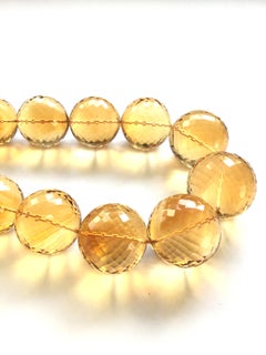Top Quality Citrine Faceted balls Natural Gemstone Necklace