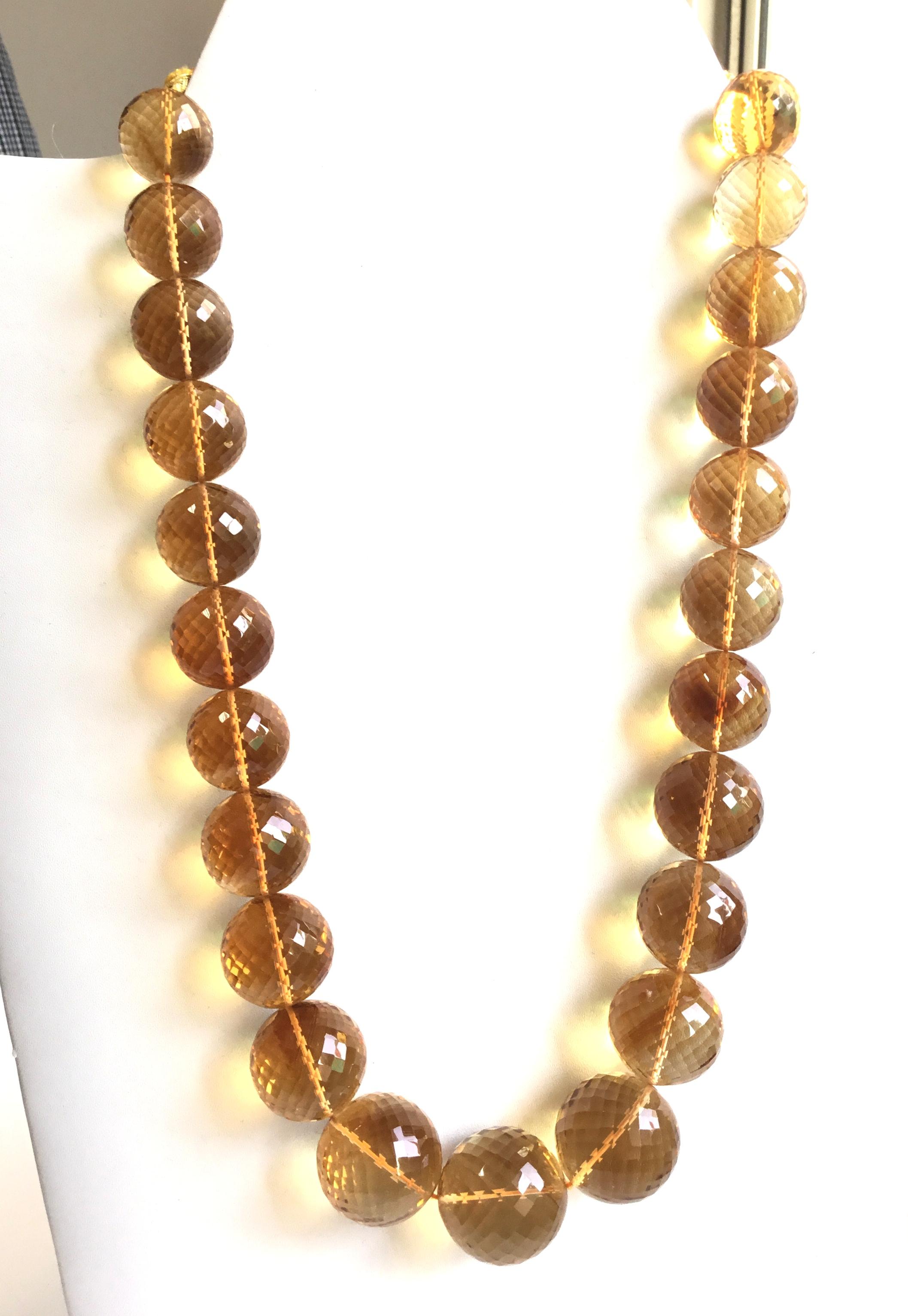 Top Quality Citrine Faceted balls Natural Gemstone Necklace  For Sale 1