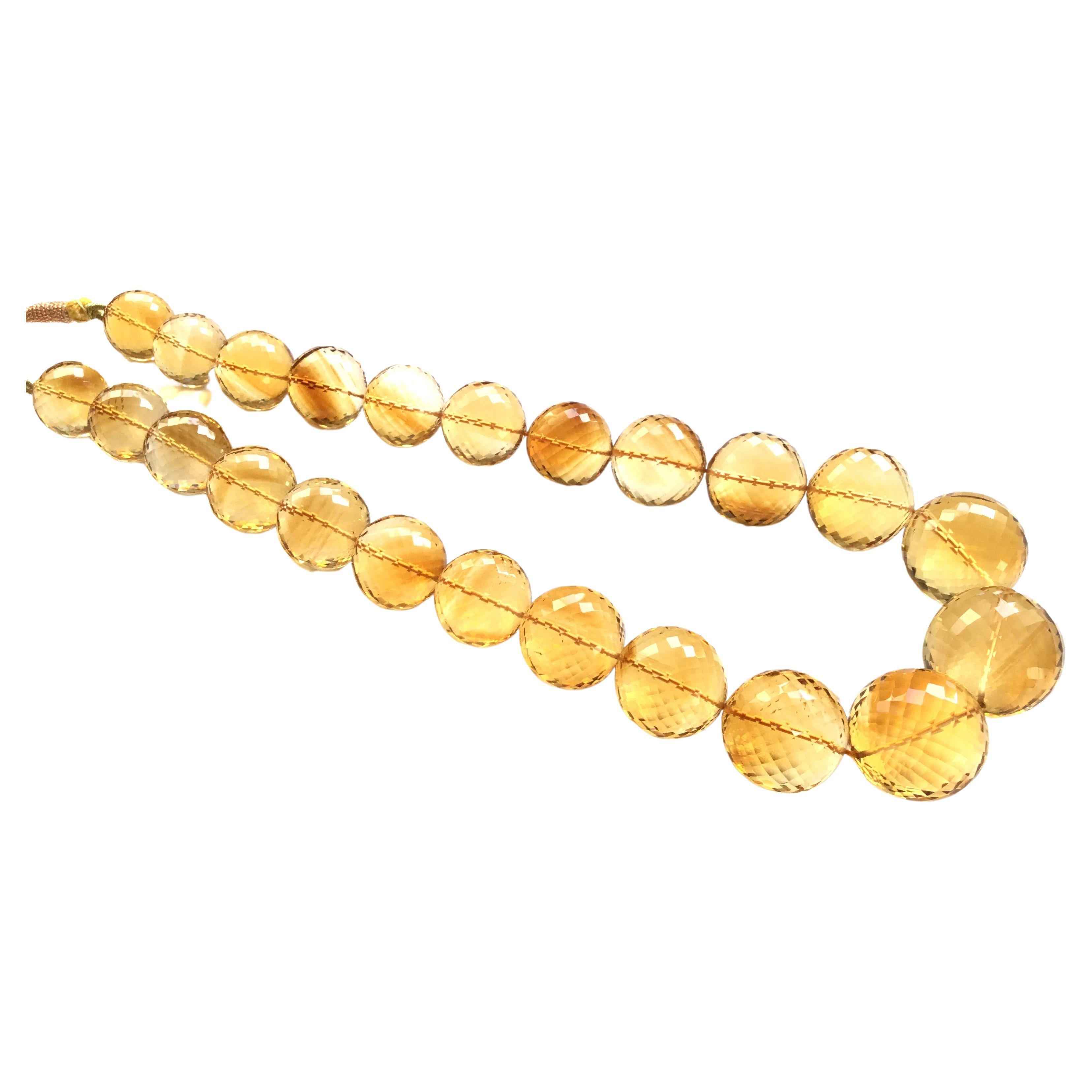 Top Quality Citrine Faceted balls Natural Gemstone Necklace  For Sale