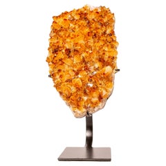 Crystal Citrine Geode Cluster, Oval Shape on Metal Stand