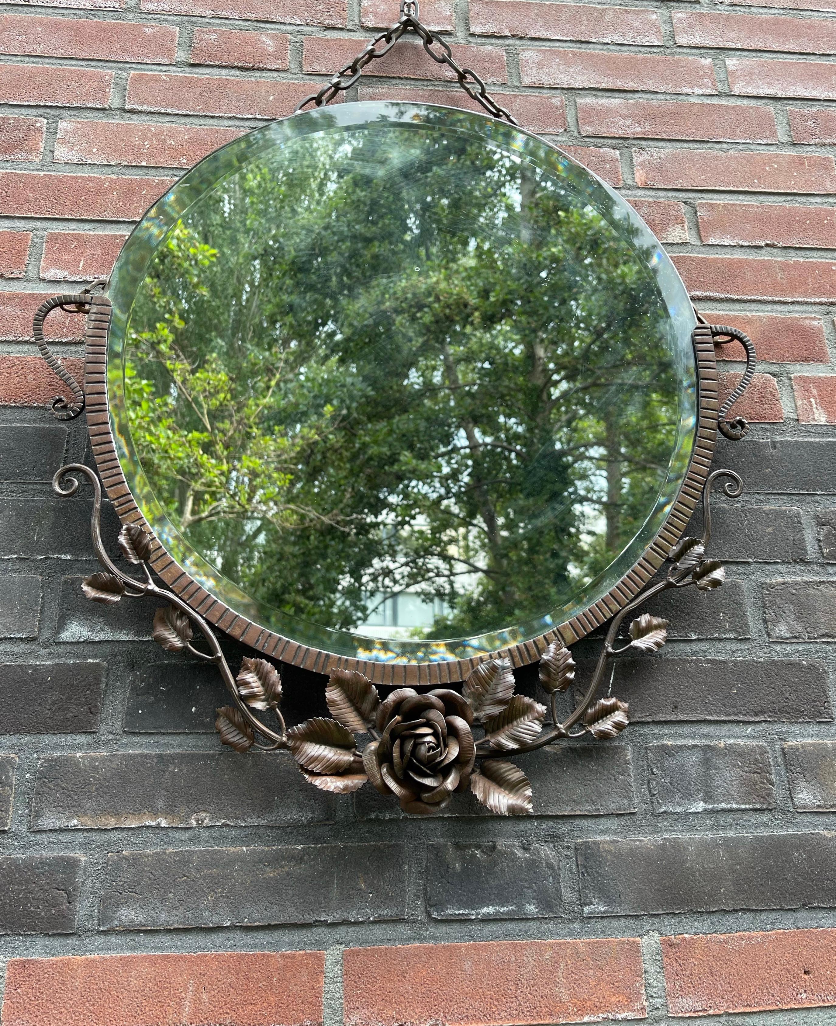 wrought iron round mirror