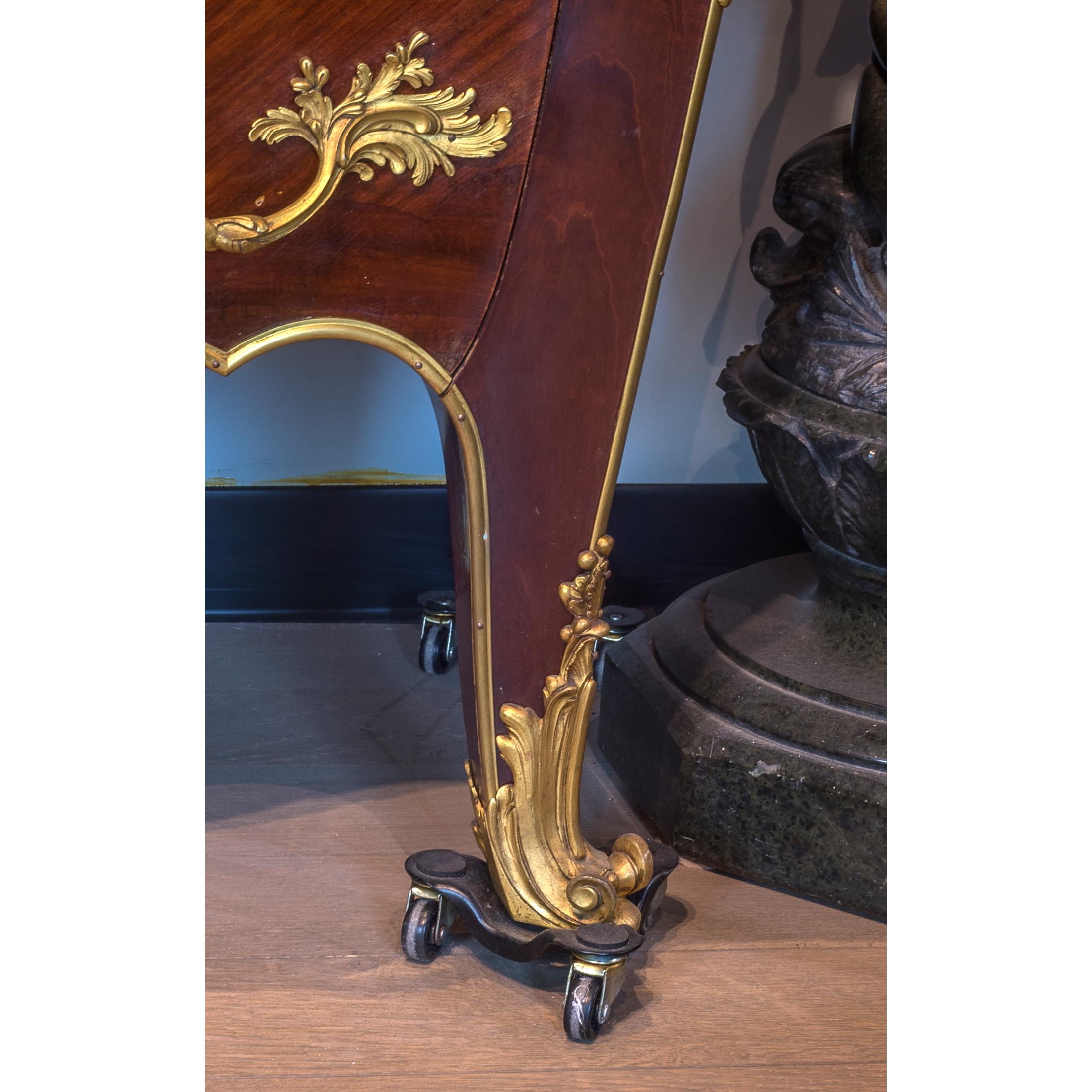  French Louis XV-Style Gilt Bronze Marble Top Mounted Commode For Sale 1