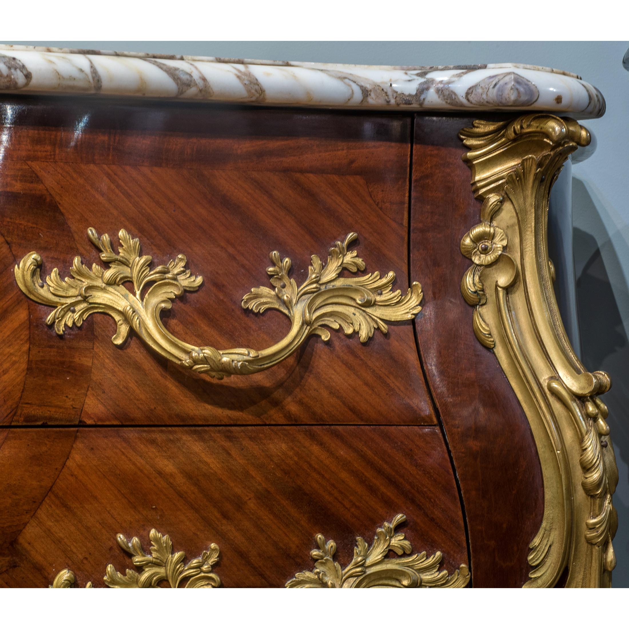  French Louis XV-Style Gilt Bronze Marble Top Mounted Commode For Sale 2