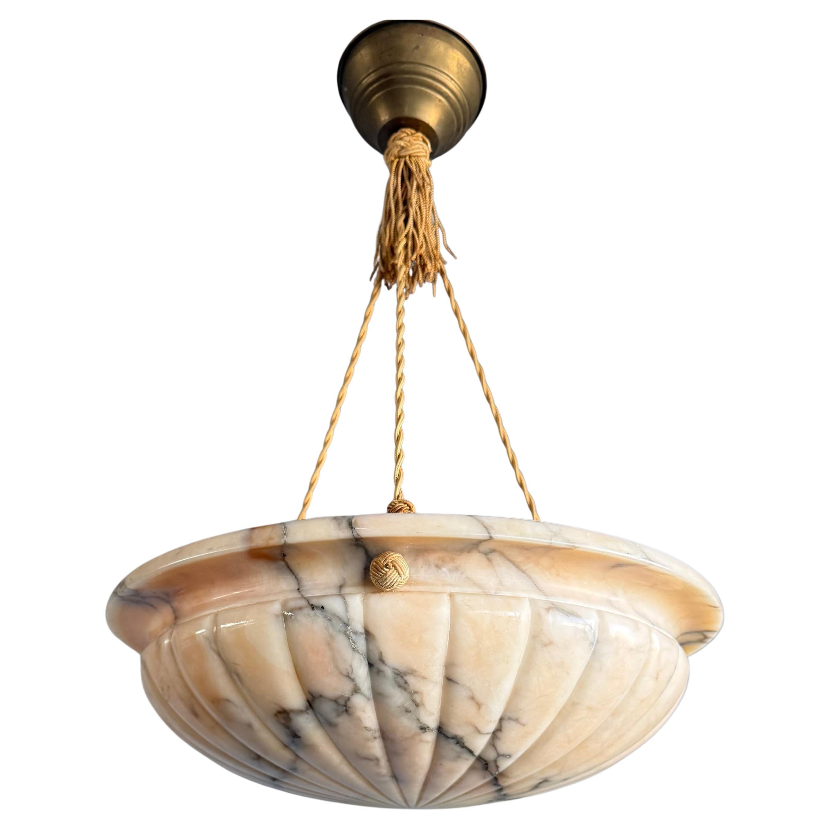 Top Quality & Good Size, Timeless Design Alabaster Pendant Light with Rope Chain