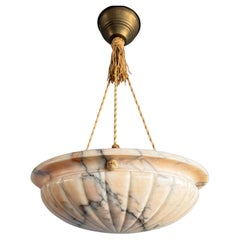 Top Qualität & Gute Größe, Timeless Design Alabaster Pendelleuchte mit Seilkette