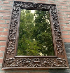 Top Quality Early Antique Renaissance Revival Wall Mirror Sculptured Frame Work