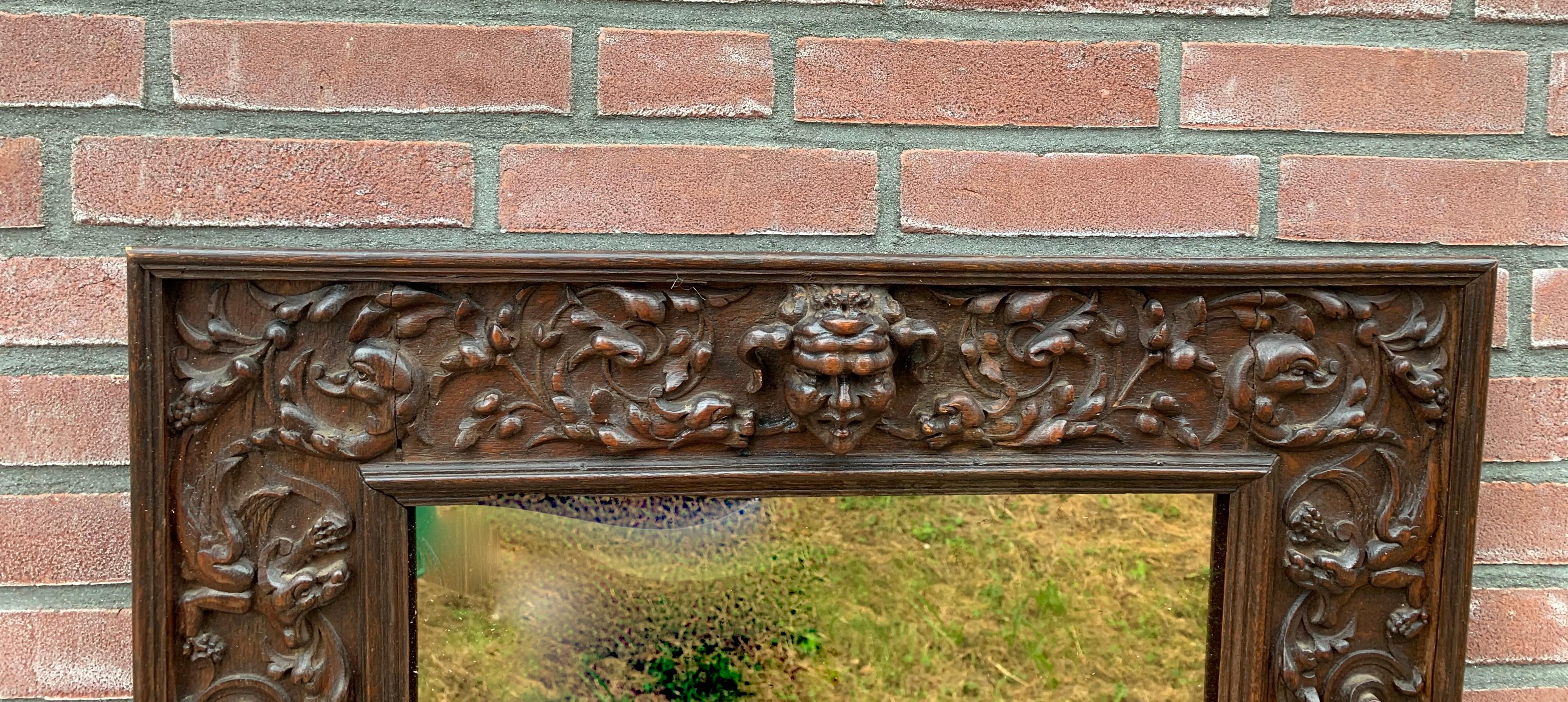Top Quality Early Antique Renaissance Revival Wall Mirror Sculptured Frame Work In Good Condition For Sale In Lisse, NL