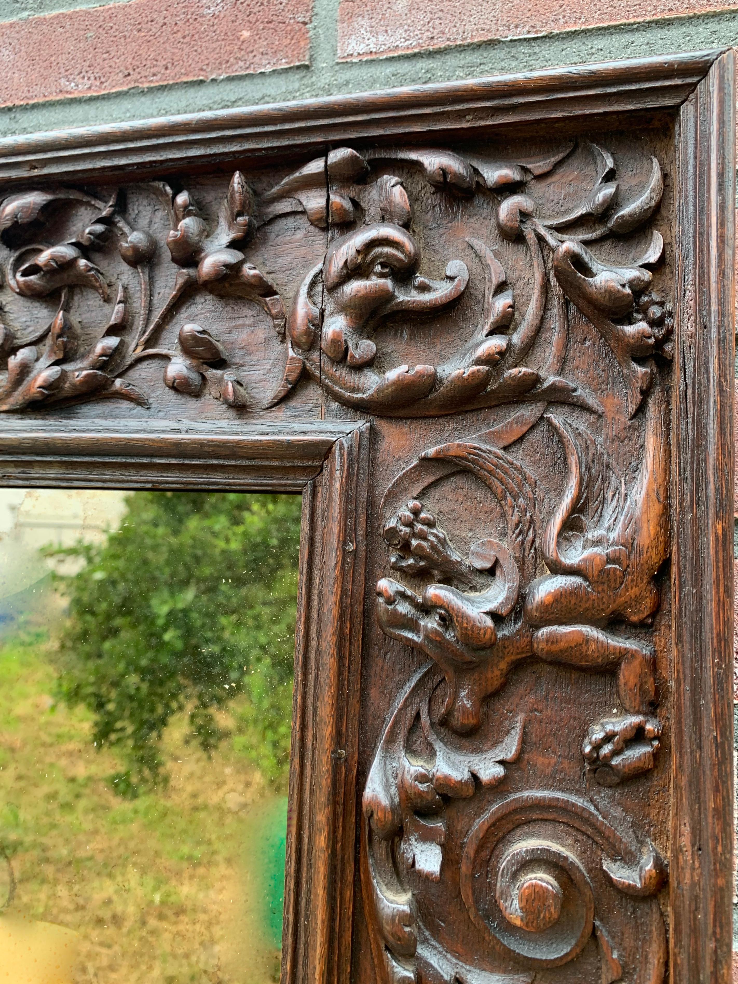 18th Century and Earlier Top Quality Early Antique Renaissance Revival Wall Mirror Sculptured Frame Work For Sale