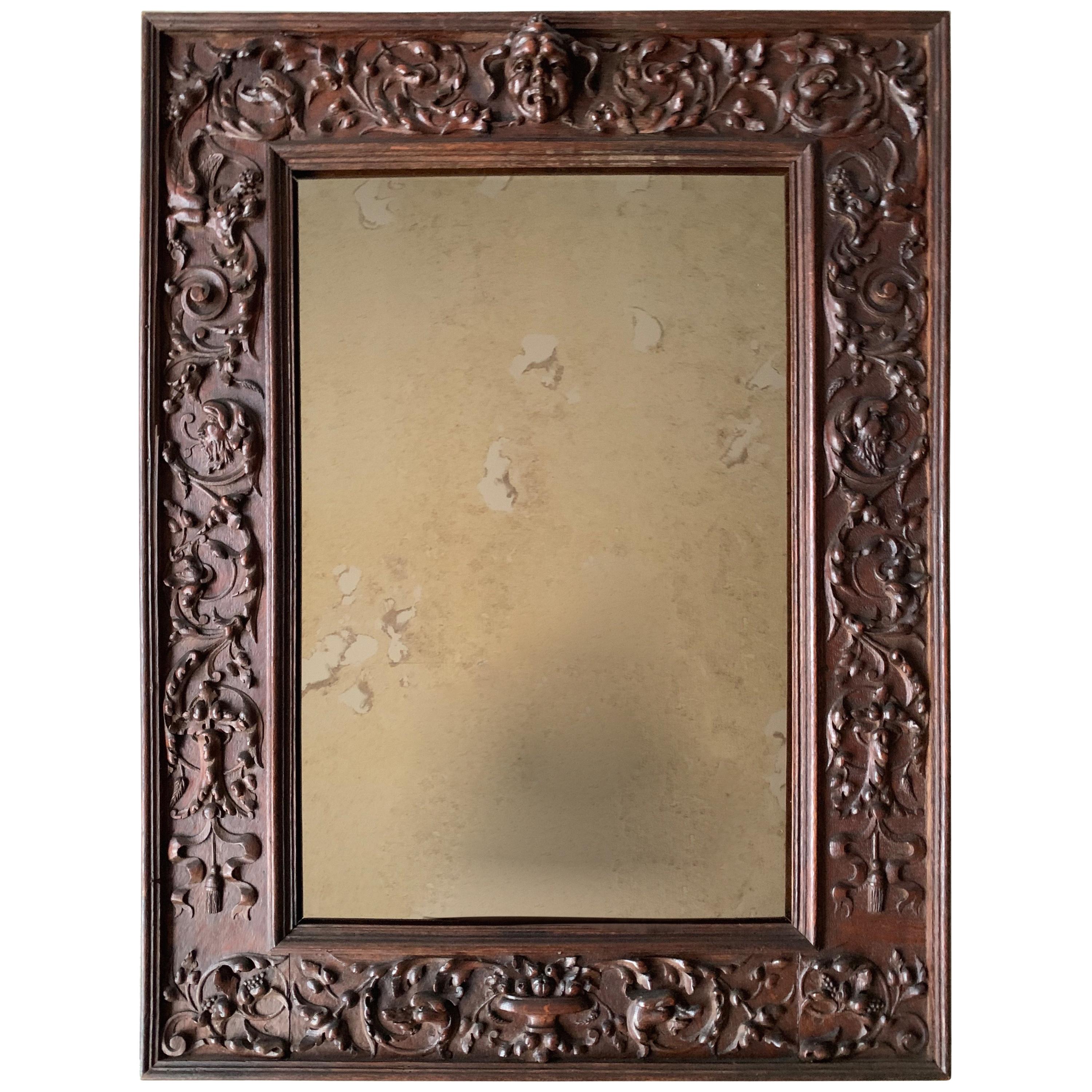 Top Quality Early Antique Renaissance Revival Wall Mirror Sculptured Frame Work For Sale