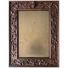 Top Quality Early Antique Renaissance Revival Wall Mirror Sculptured Frame Work