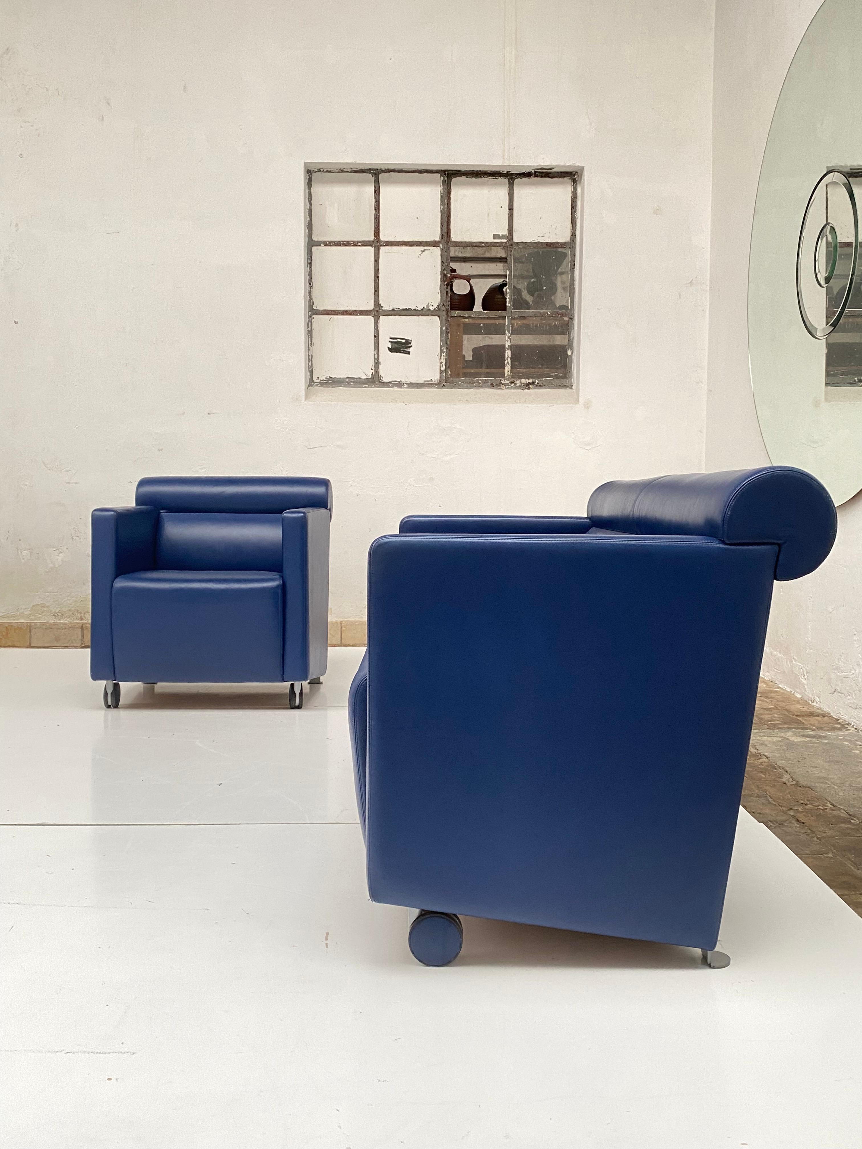 Top Quality Leather Easy Chair + Sofa "Dafne" by Poltrona Frau Italy 1990's For Sale at 1stDibs