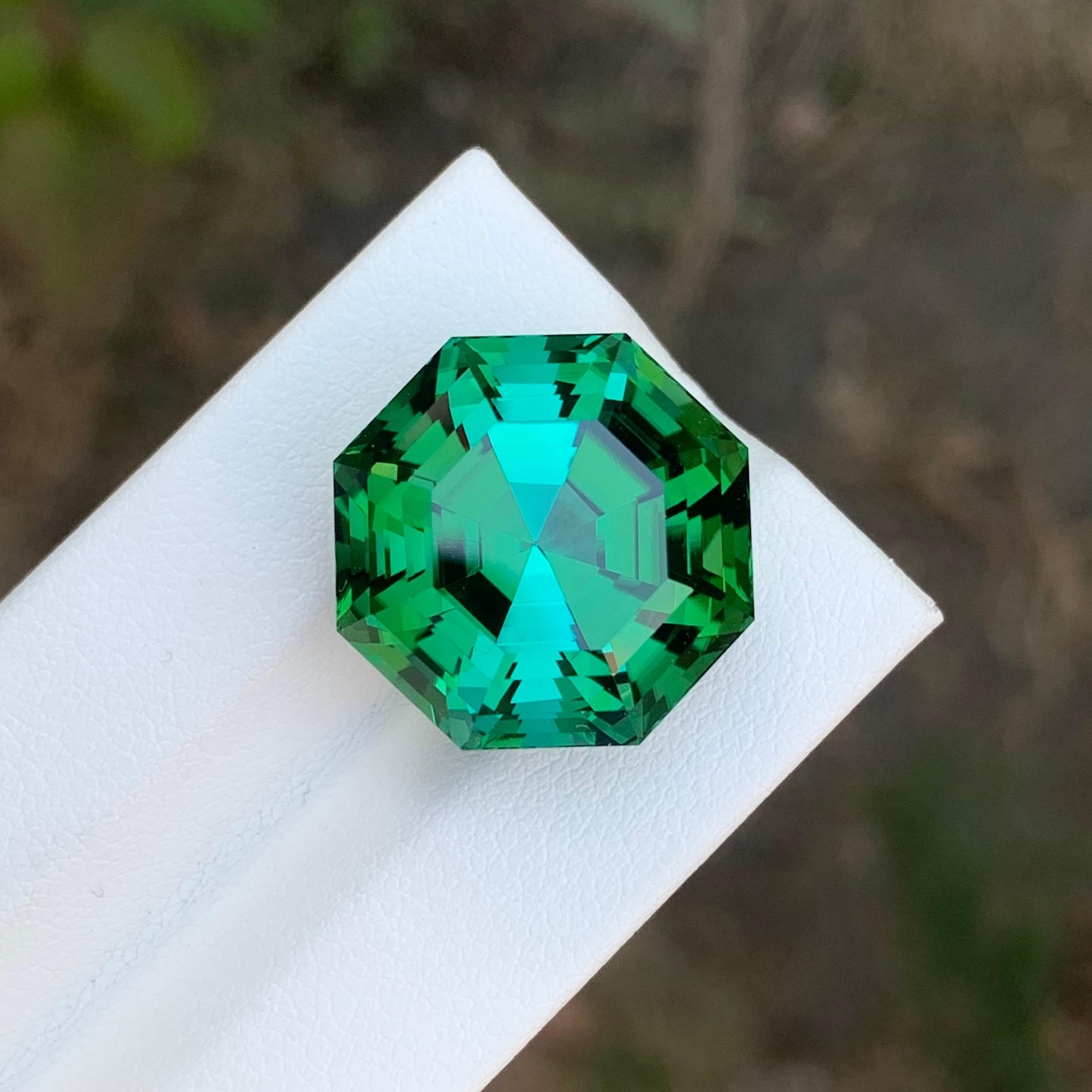 Taille octogone Tourmaline verte naturelle pure de 26,05 carats de qualité supérieure en vente