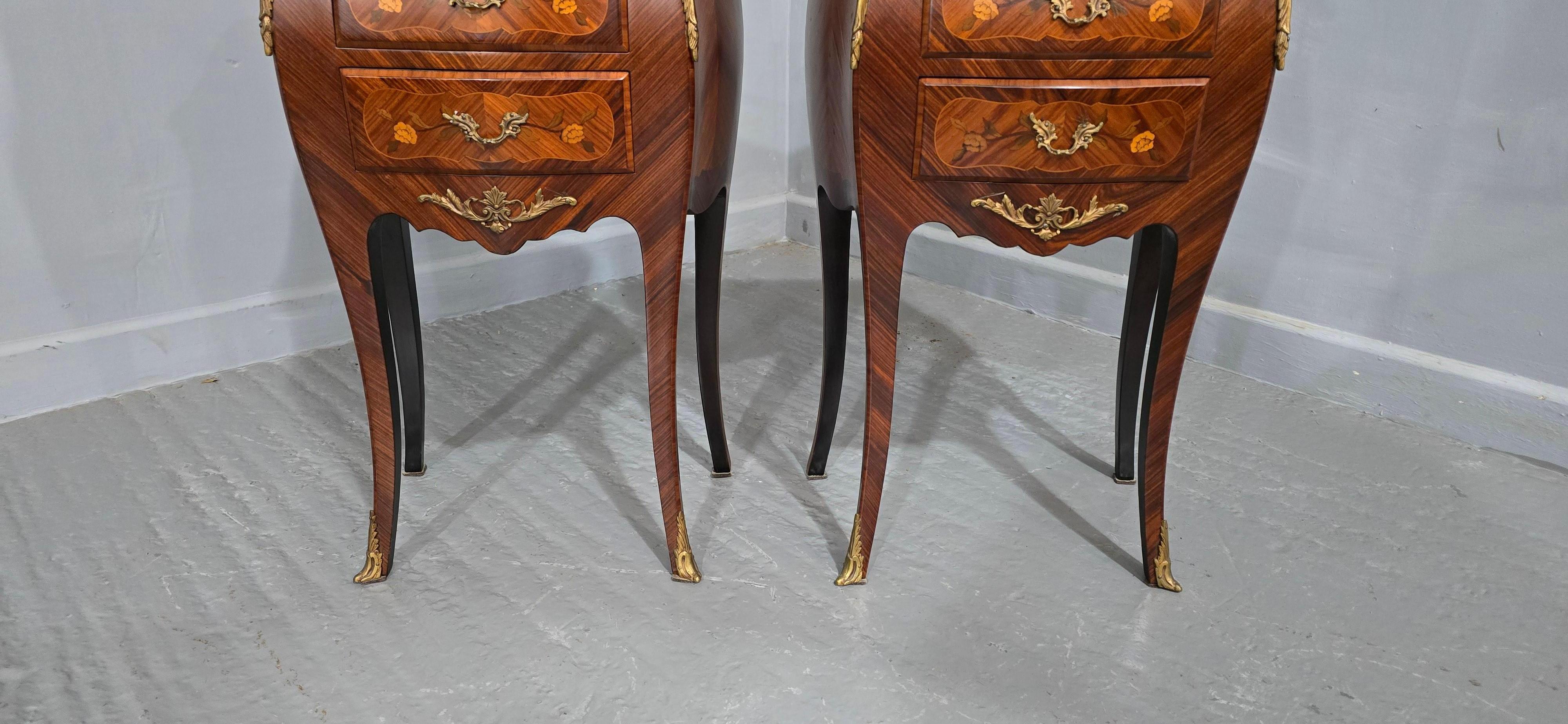 Louis XIV Top Quality Pair French Bedside Lamp Chests of Drawers For Sale