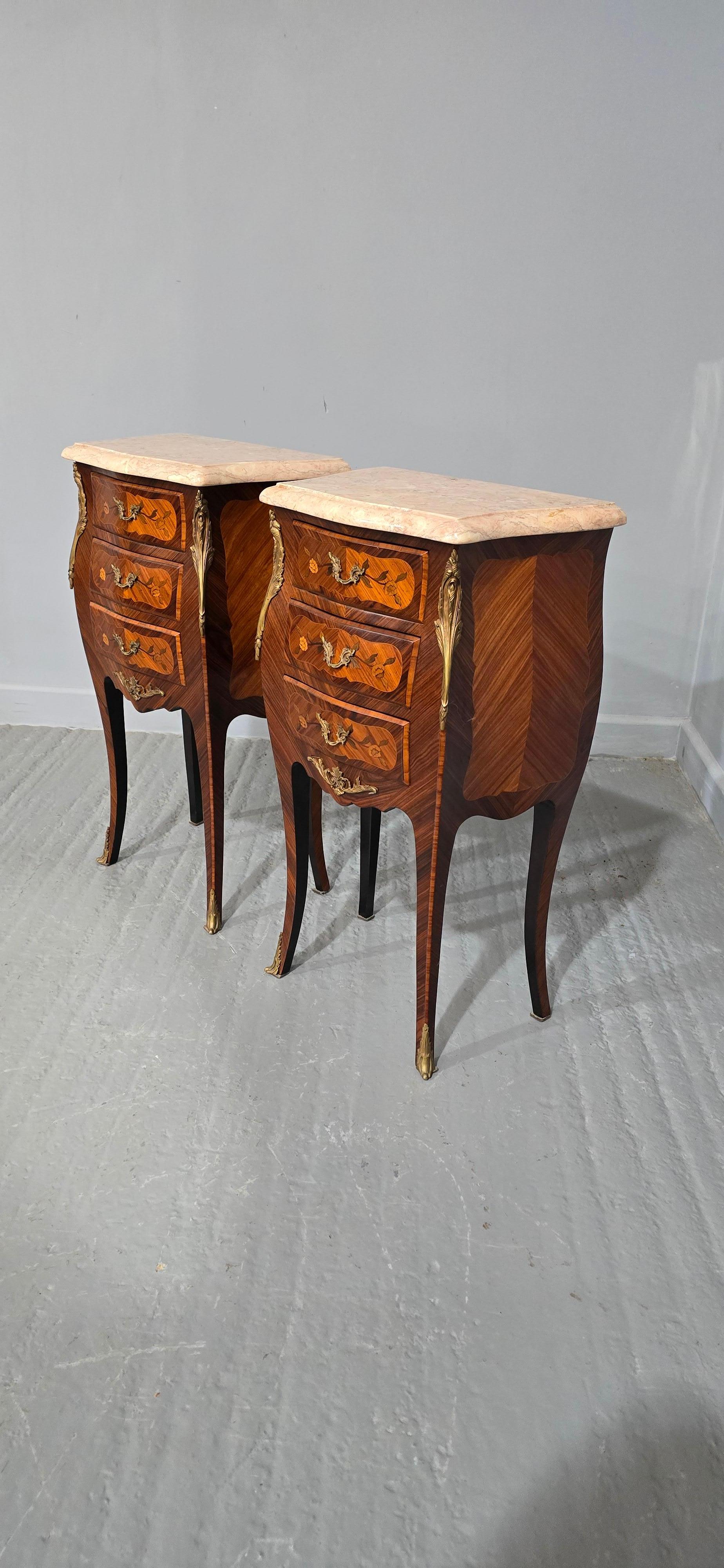 Top Quality Pair French Bedside Lamp Chests of Drawers In Good Condition For Sale In Swadlincote, GB