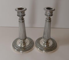 Top Quality Pair French Silver Plated Candlesticks by Cailar Bayard, c.1900