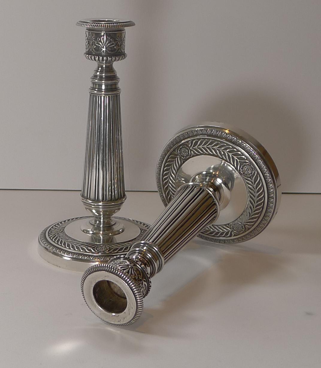 french silver candlesticks