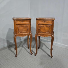 Top Quality Pair French Walnut Bedside Lamp Tables
