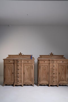 Pair of Louis XV Oak Buffets, Belgian Craftsmanship, Circa 1890