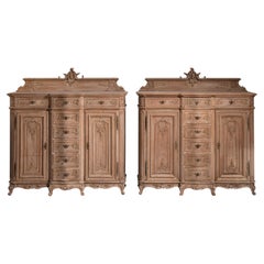 Pair of Louis XV Oak Buffets, Belgian Craftsmanship, Circa 1890