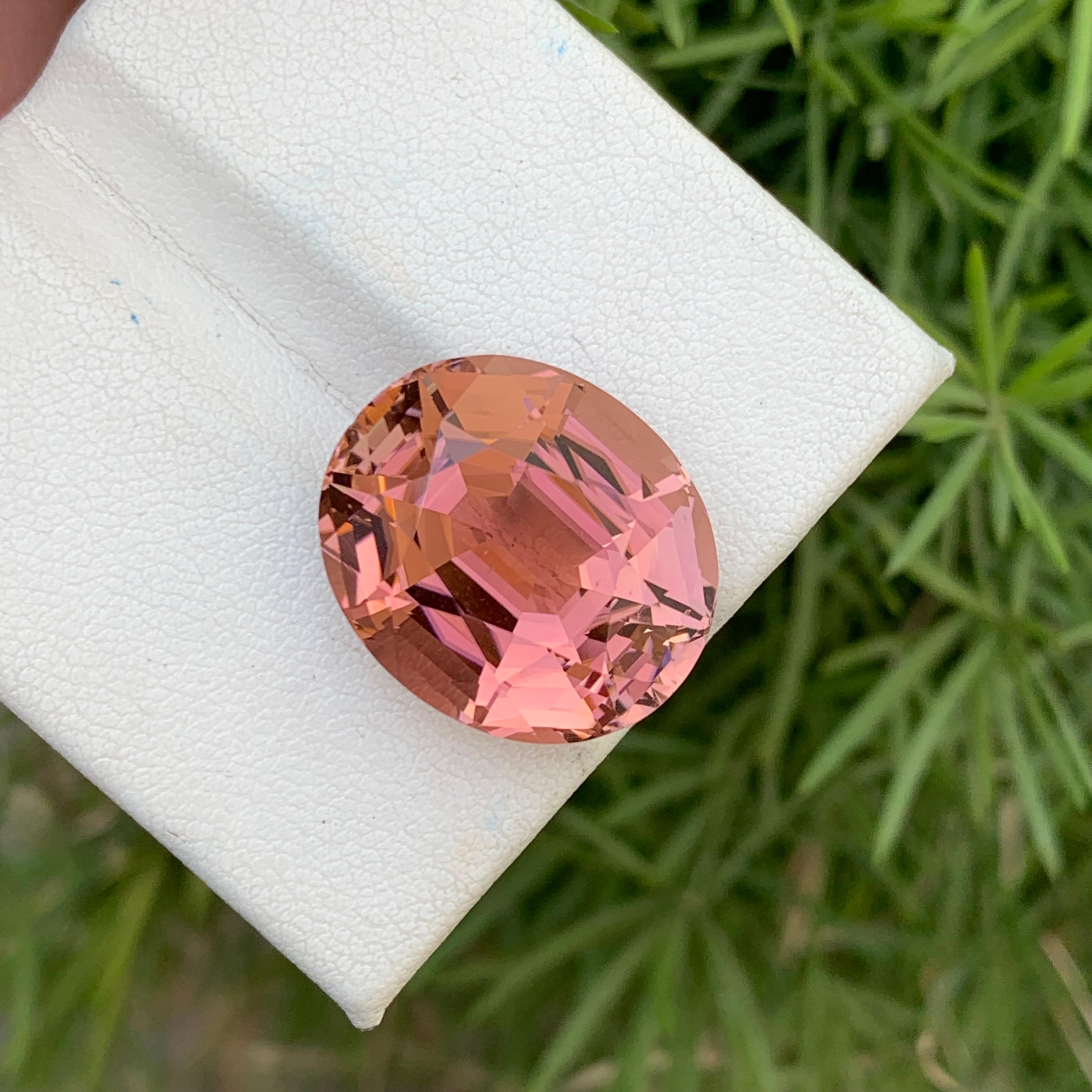 Women's or Men's Top Quality Peach Color Loose Tourmaline Oval Shape 21.40 Carats Afghani Mine For Sale