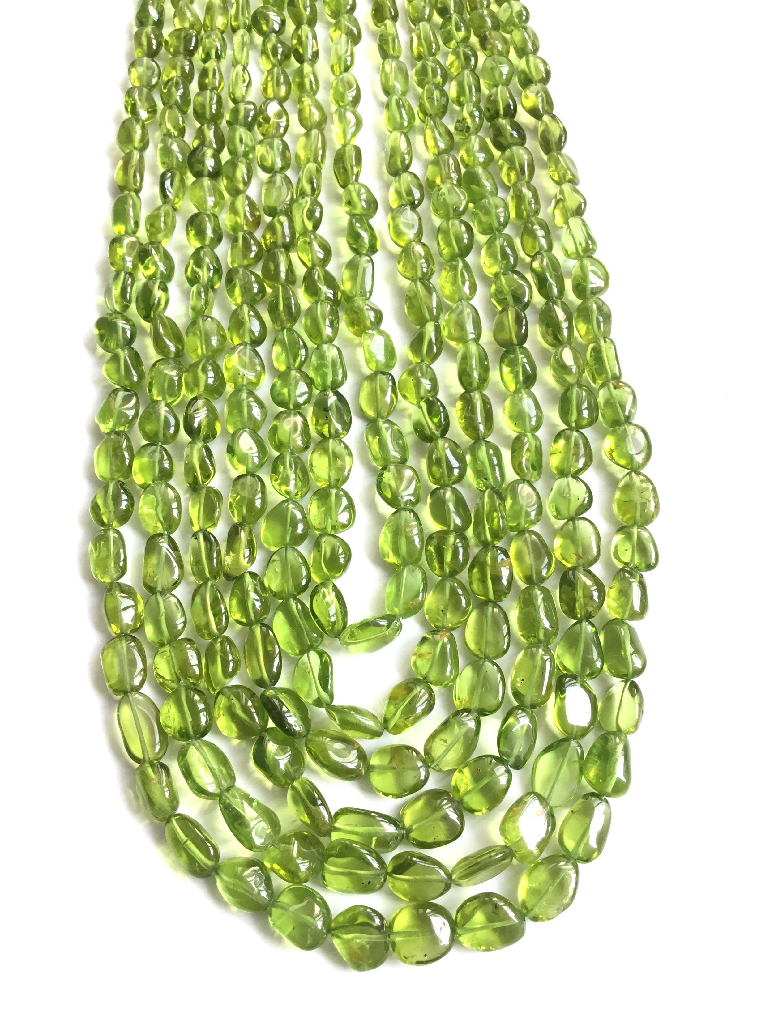 Top Quality Peridot Plain Tumbled Natural Gemstone Necklace In New Condition In Jaipur, RJ