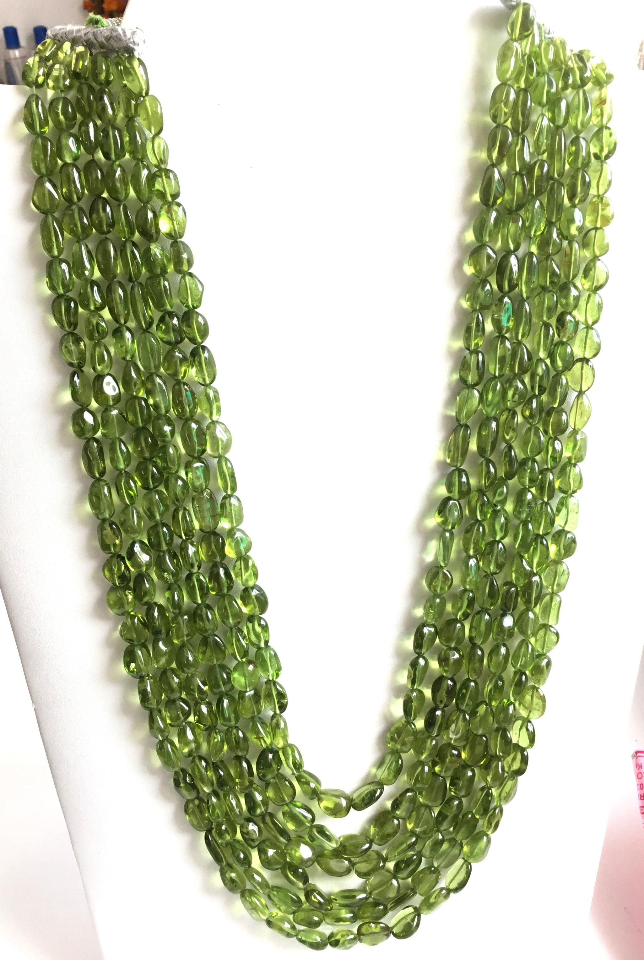 Top Quality Peridot Plain Tumbled Natural Gemstone Necklace 2