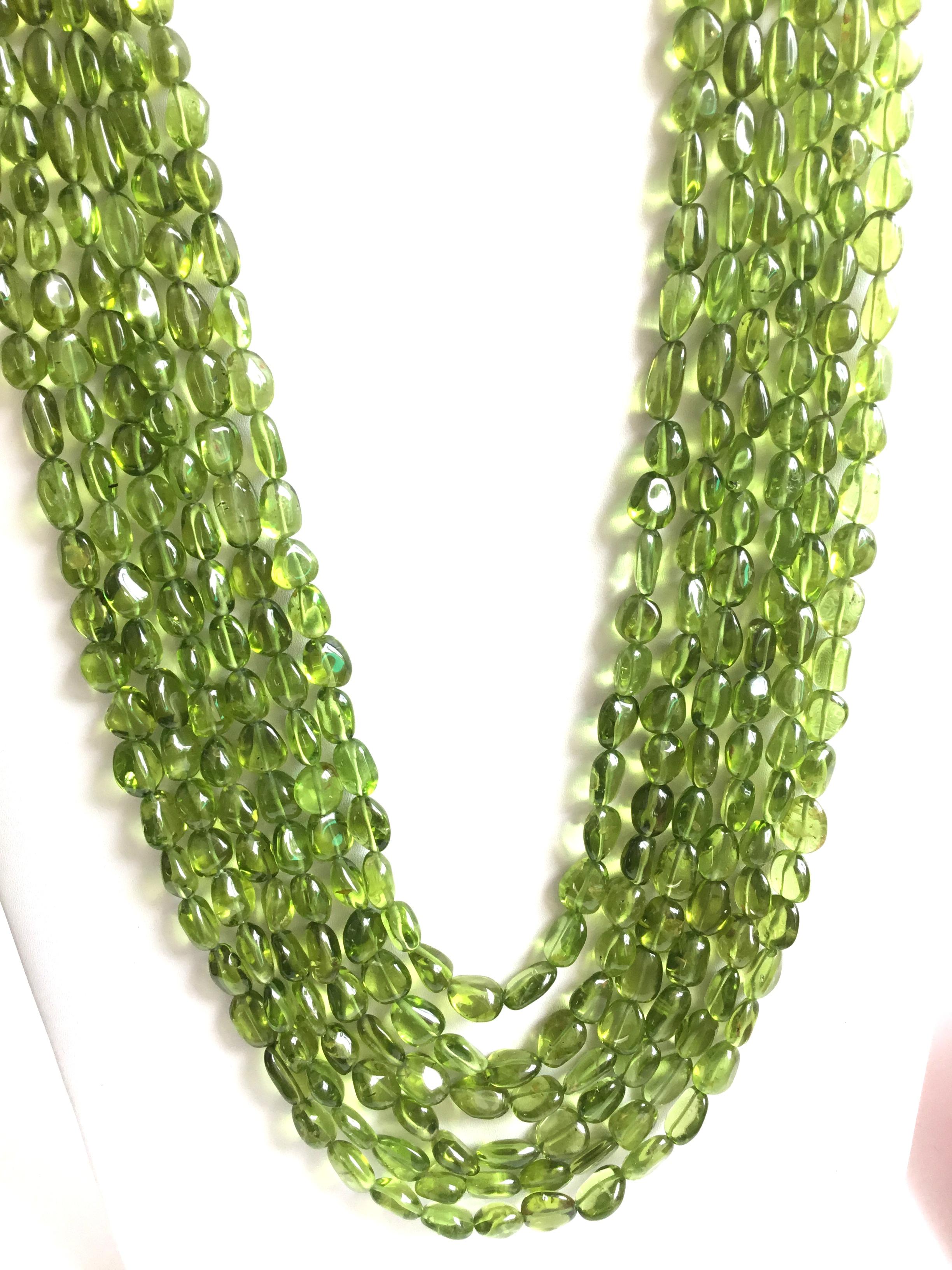Top Quality Peridot Plain Tumbled Natural Gemstone Necklace 4