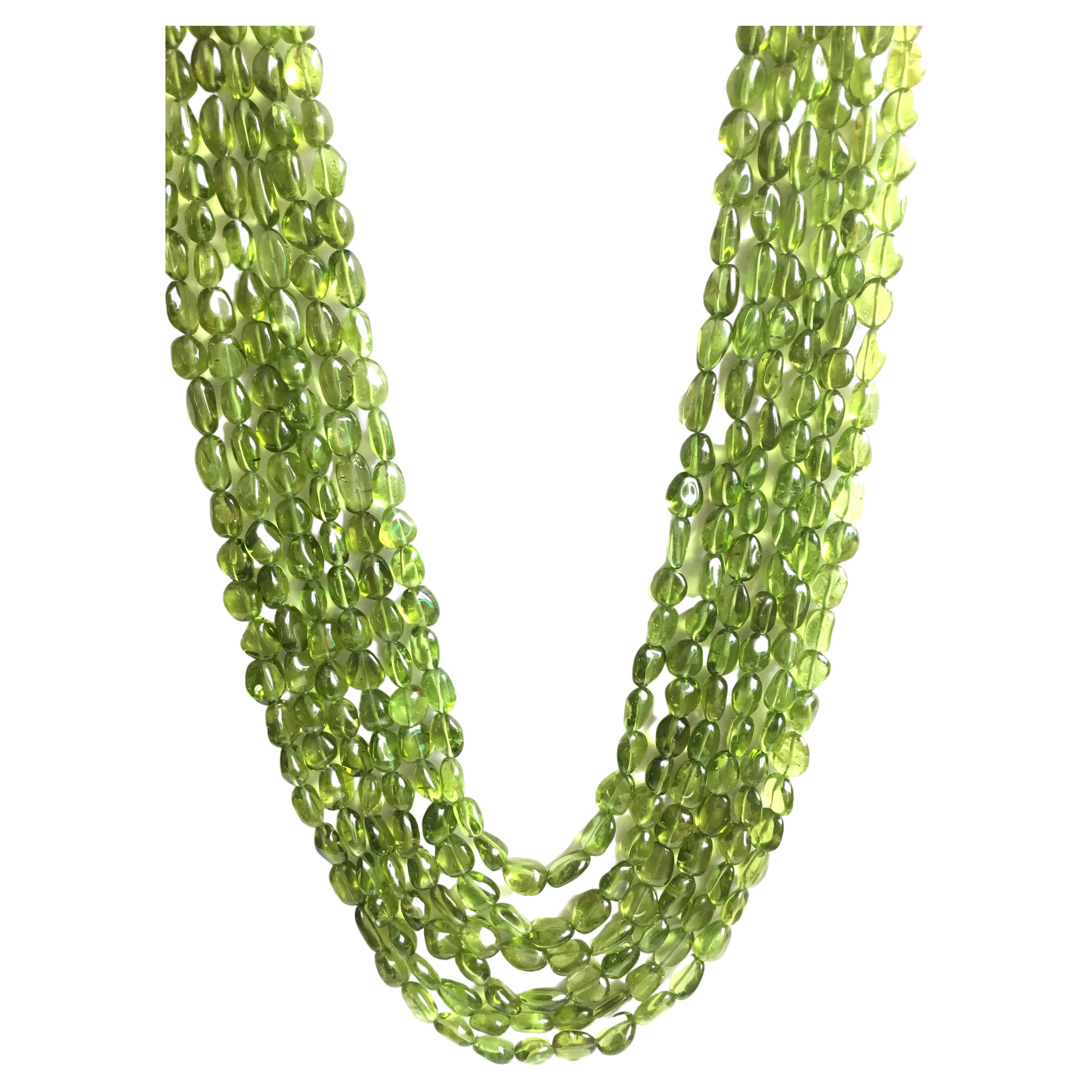 Top Quality Peridot Plain Tumbled Natural Gemstone Necklace