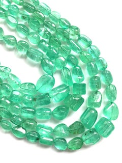 Top Quality Russian Natural Emerald Plain Nuggets Tumbled Gemstone Necklace