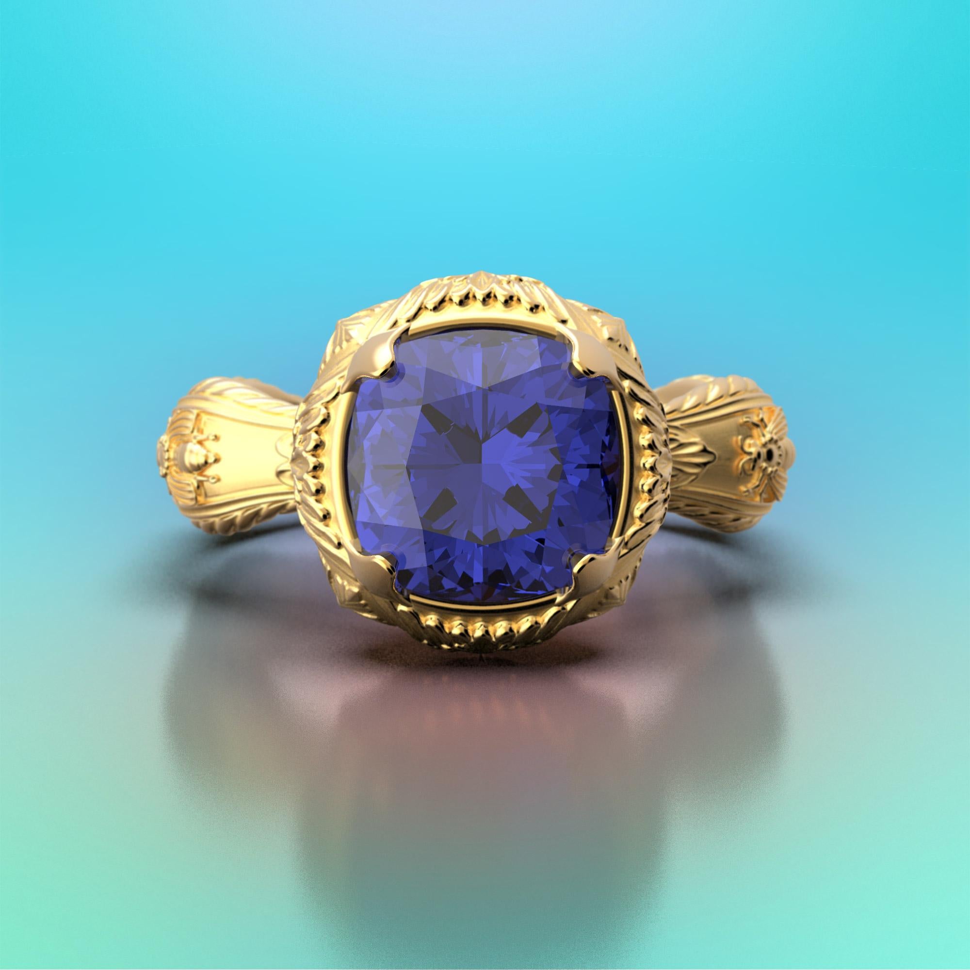 For Sale:  Top Quality Tanzanite Ring in 14k Gold Made in Italy by Oltremare Gioielli 2