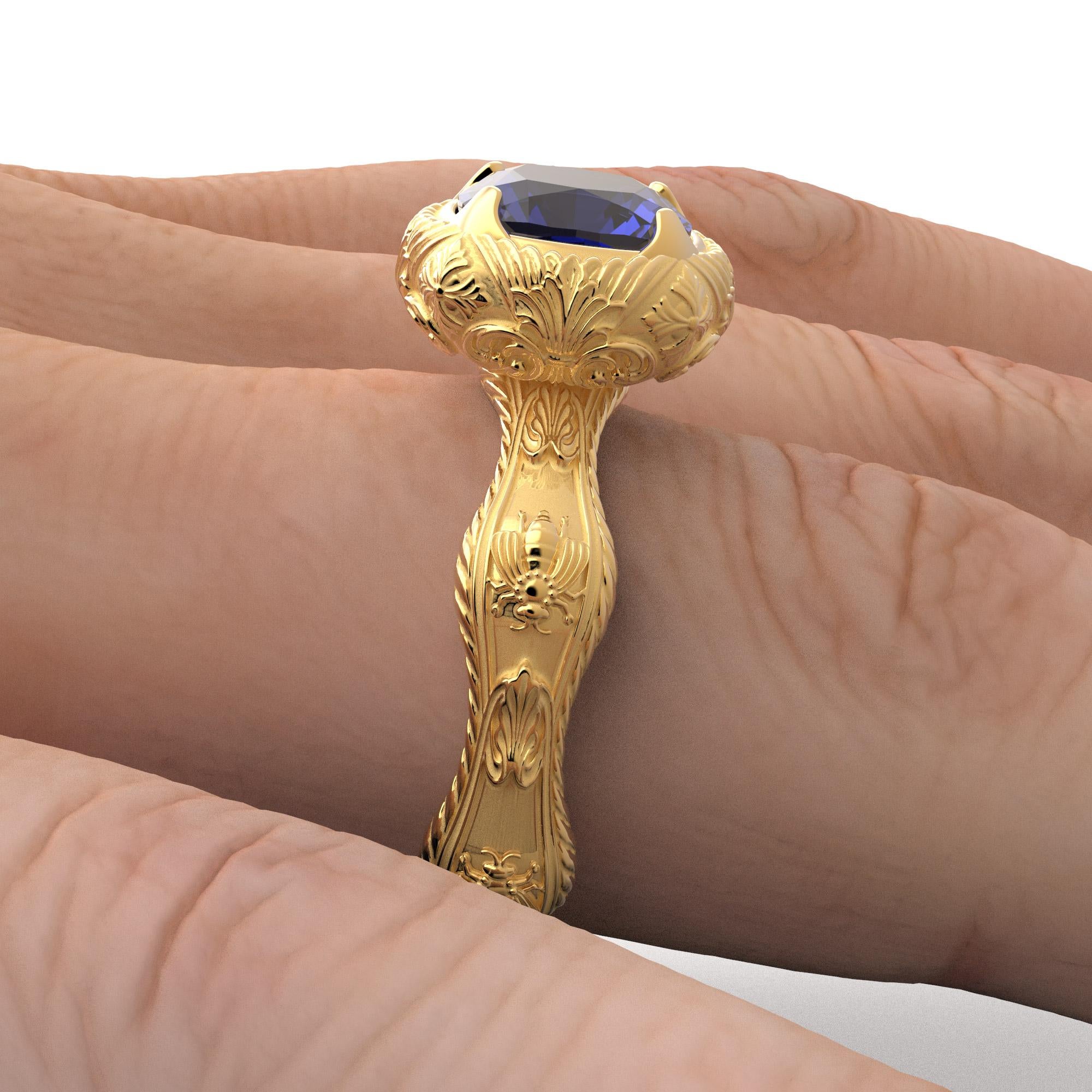 For Sale:  Top Quality Tanzanite Ring in 14k Gold Made in Italy by Oltremare Gioielli 4