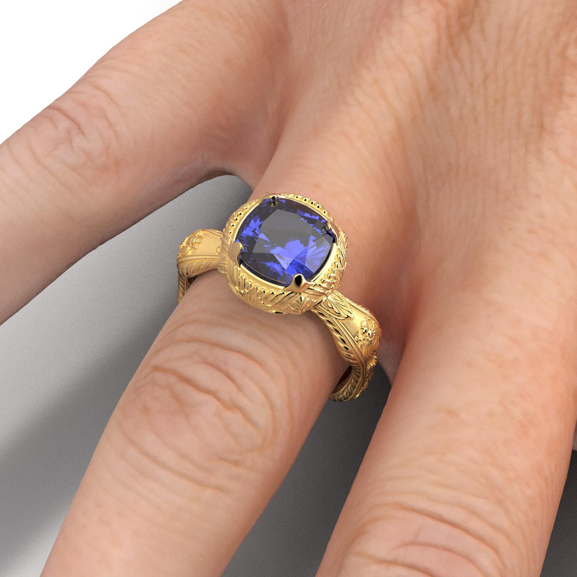 For Sale:  Top Quality Tanzanite Ring in 14k Gold Made in Italy by Oltremare Gioielli 5