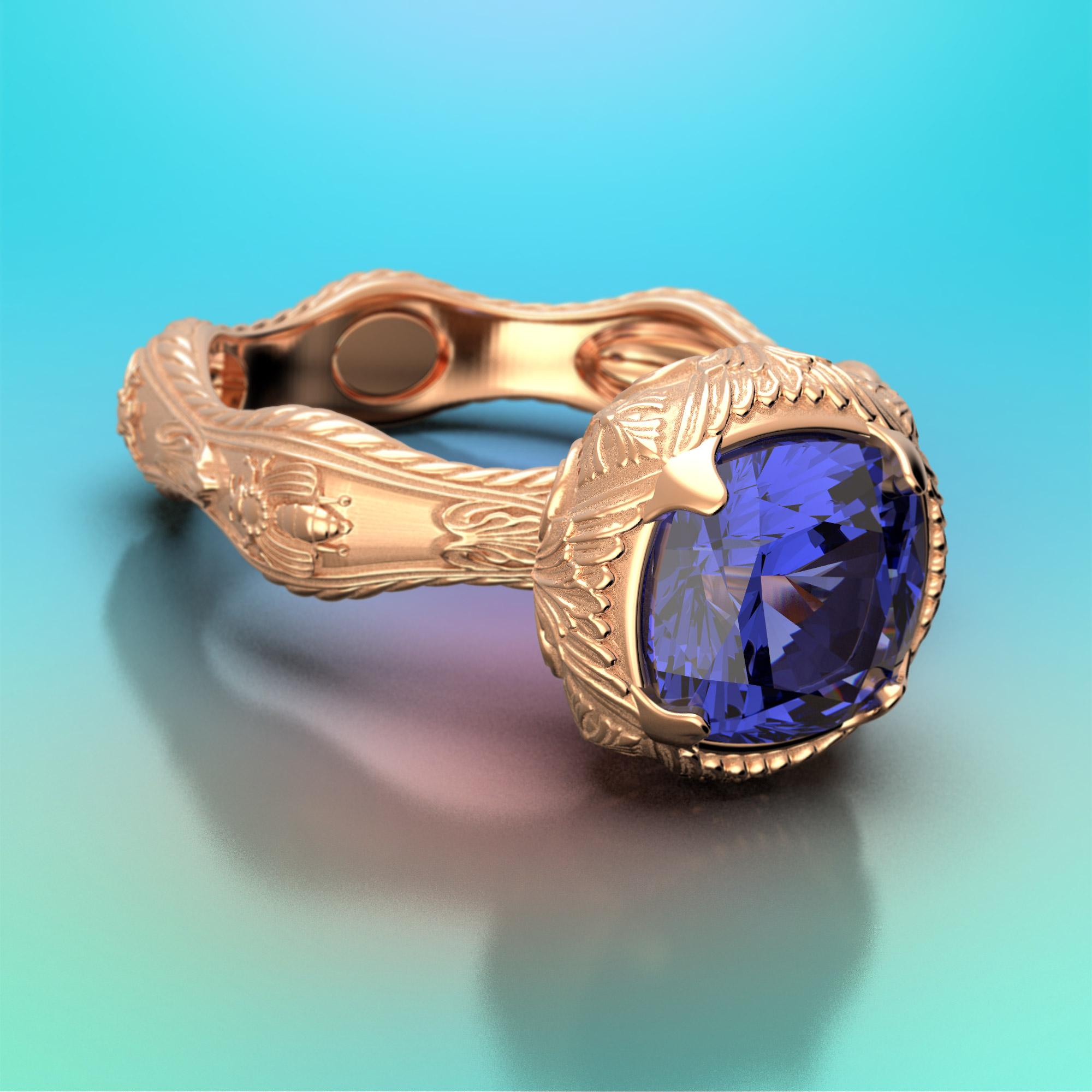 For Sale:  Top Quality Tanzanite Ring in 14k Gold Made in Italy by Oltremare Gioielli 7