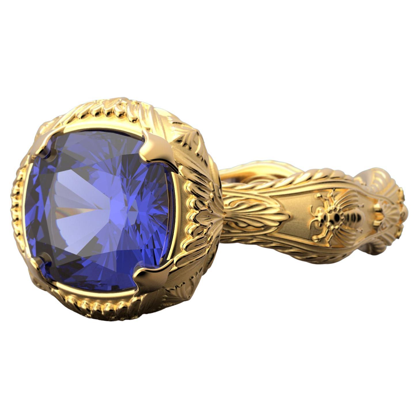 For Sale:  Top Quality Tanzanite Ring in 14k Gold Made in Italy by Oltremare Gioielli