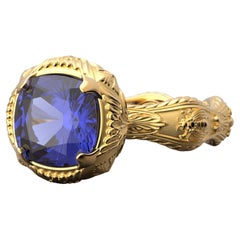 Top Quality Tanzanite Ring in 14k Gold Made in Italy by Oltremare Gioielli