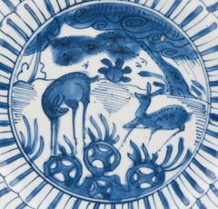 Top Quality Wanli Antique Ming Period Chinese Porcelain Kraak Plate Deers