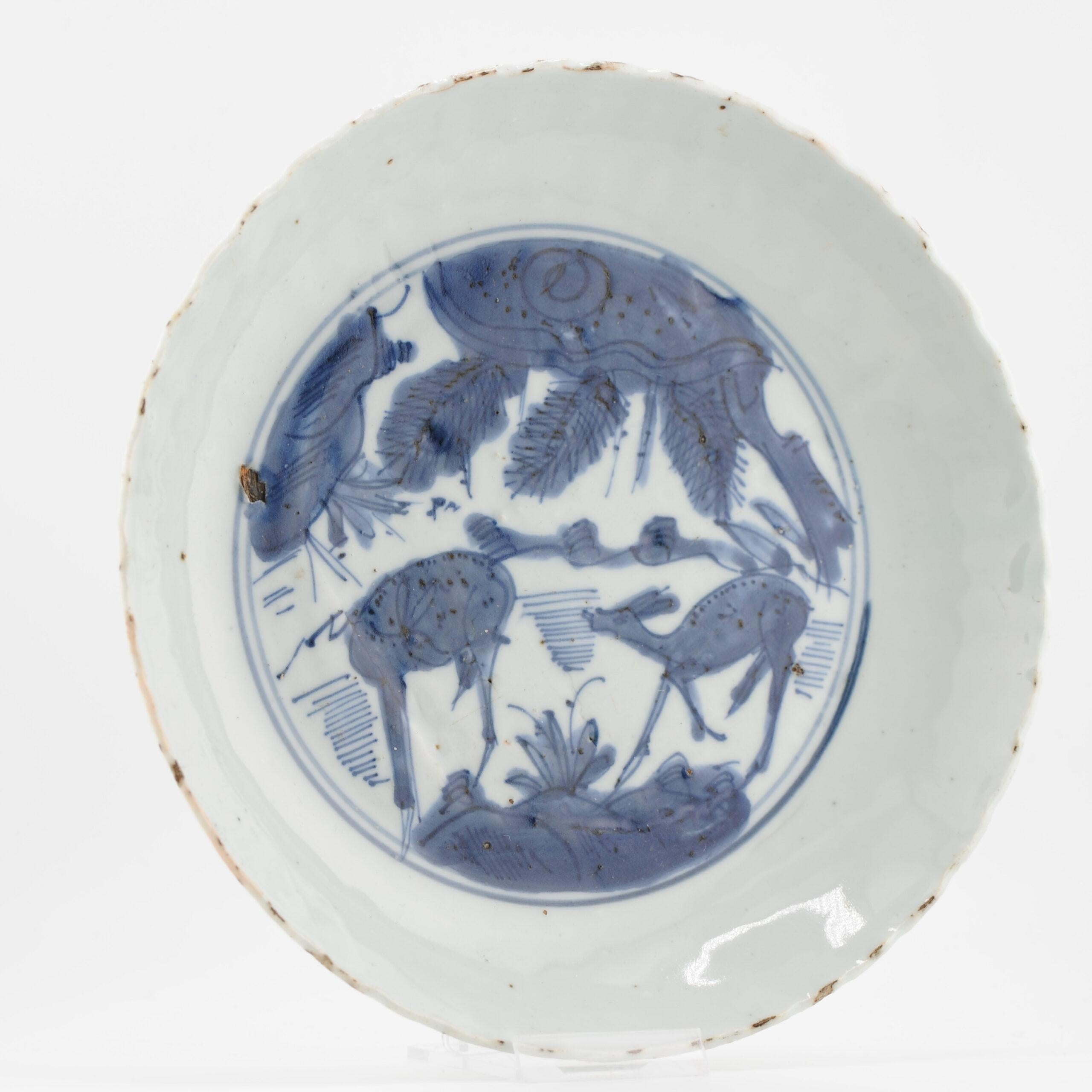 XVIIIe siècle et antérieur Assiette Kraak Wanli en porcelaine chinoise ancienne de la période Ming de qualité supérieure en vente