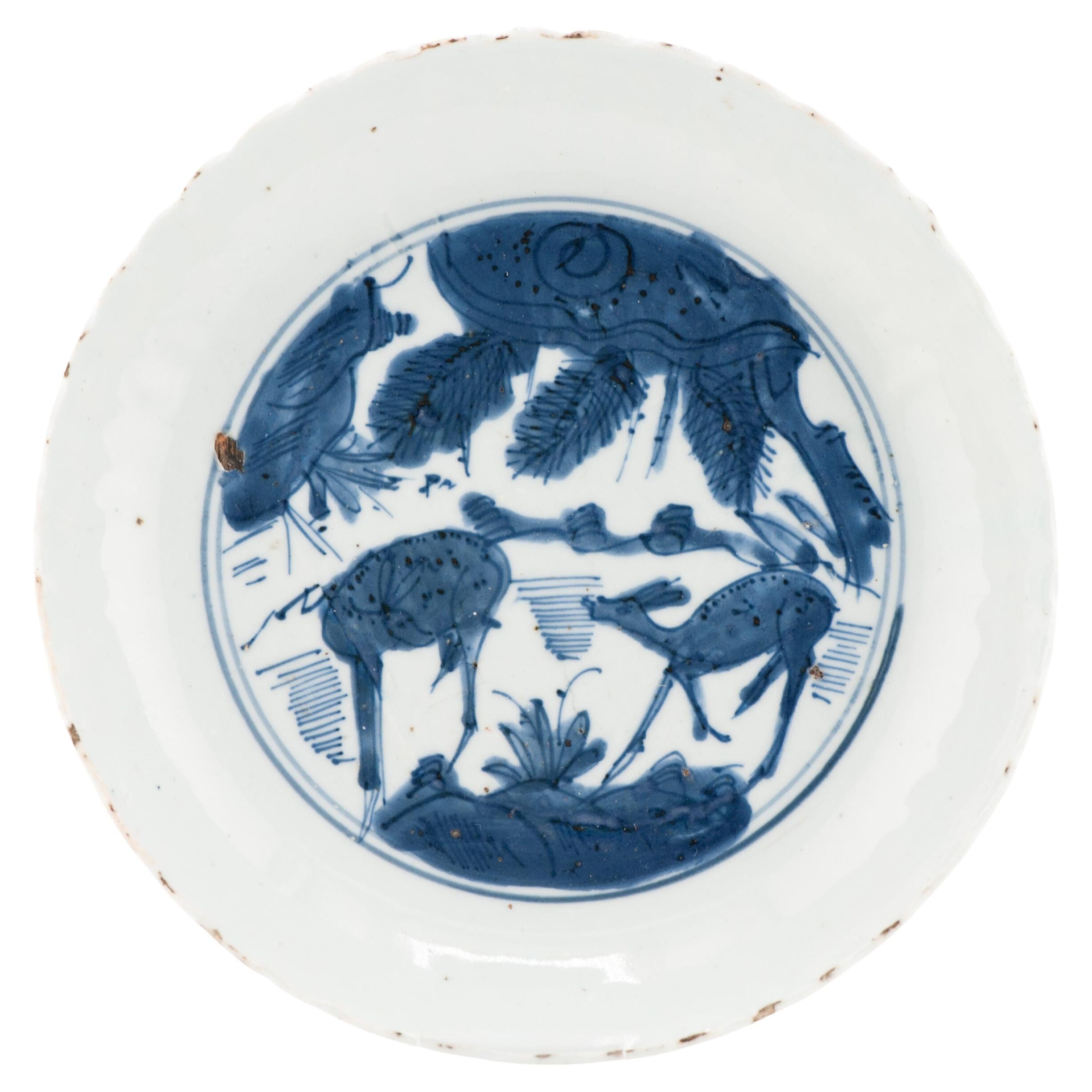 Top Quality Wanli Antique Ming Period Chinese Porcelain Kraak Plate Deers