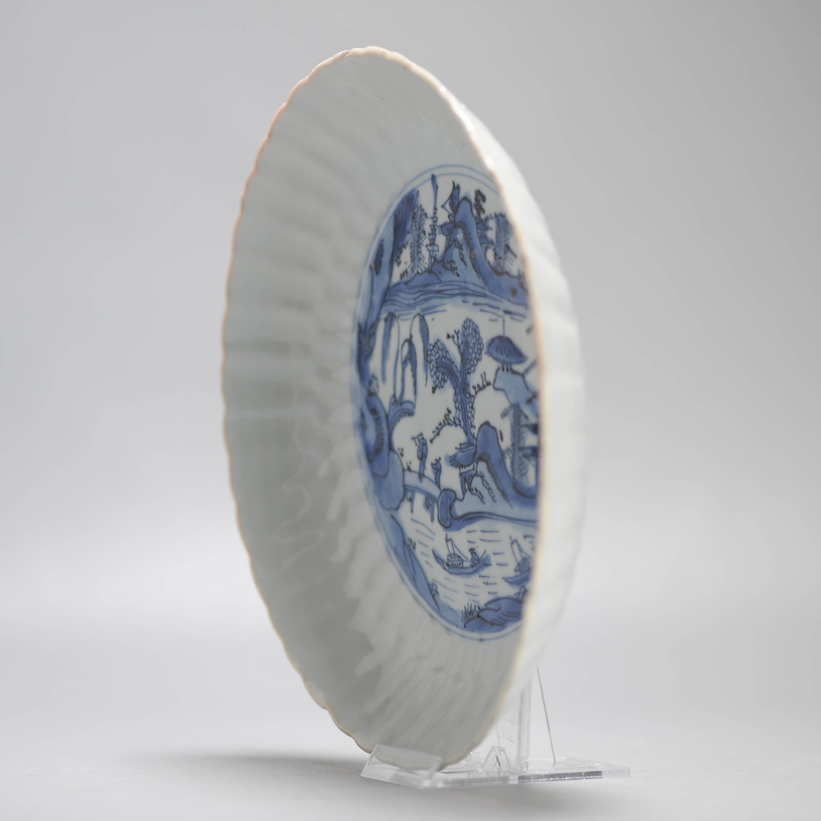 Top Quality Wanli Antique Ming Period Chinese Porcelain Kraak Plate Landscape In Good Condition For Sale In Amsterdam, Noord Holland