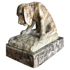 Top Quality Workmanship Antique Signed Alabaster Puppy Sculpture by Ernst Beck